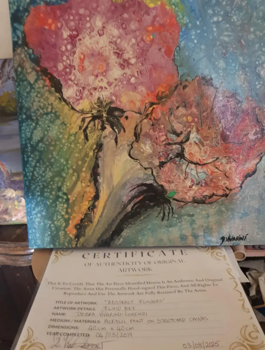 Abstract Flowers - Acrylic on Canvas by Debra Vivarini